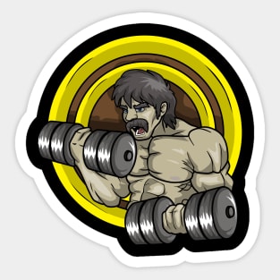 Strong bodybuilder with dumbbells Sticker